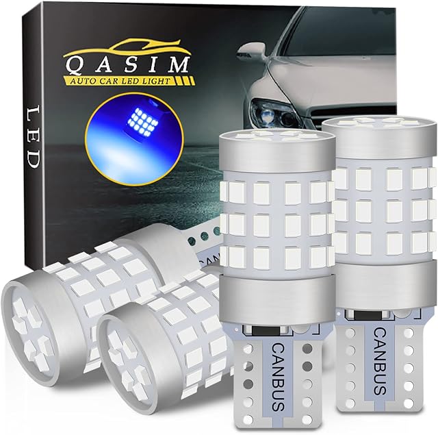 Qasim T10 501 LED Bulbs W5W 168 194 LED Side Light Bulb Canbus Error Free Blue Car Interior Light Turn Signal Indicator Light DC 12V-24V, Pack of 4