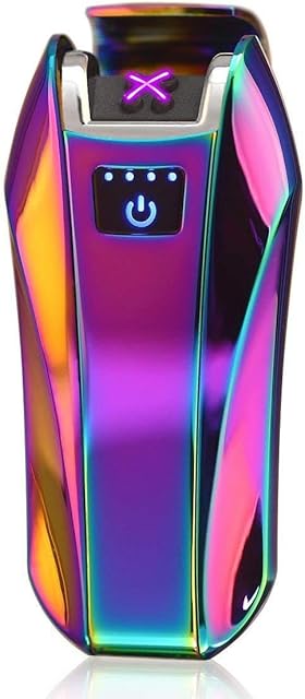 Cigarette Electric Lighter Dual Arc USB Rechargeable, Electronic Charging Pulse Plasma Windproof Flameless Touch Sensor Control for Cigar Candle (Rainbow)