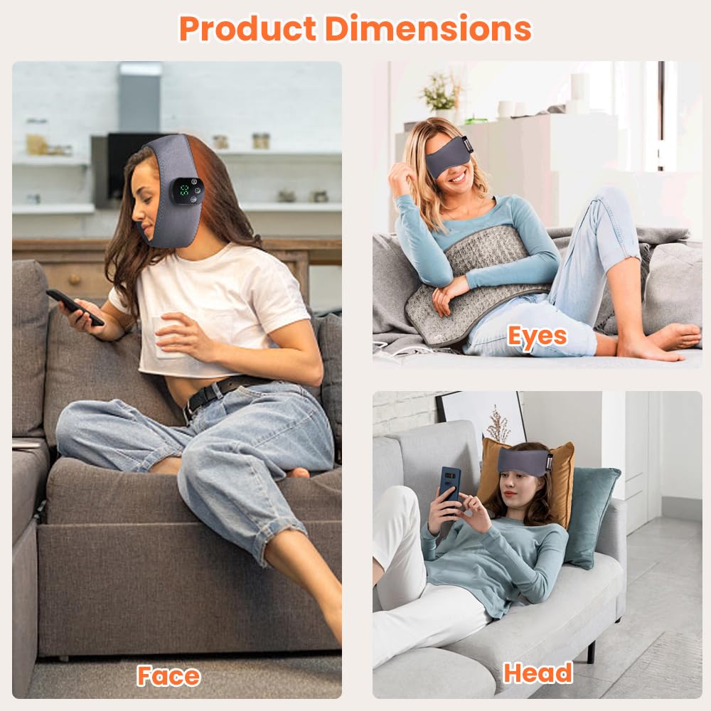 Almohadilla térmica inalámbrica para alivio de la ATM, envoltura facial térmica con 5 ajustes de calor, 3 vibraciones, máscara facial térmica para mandíbula, barbilla, muelas del juicio