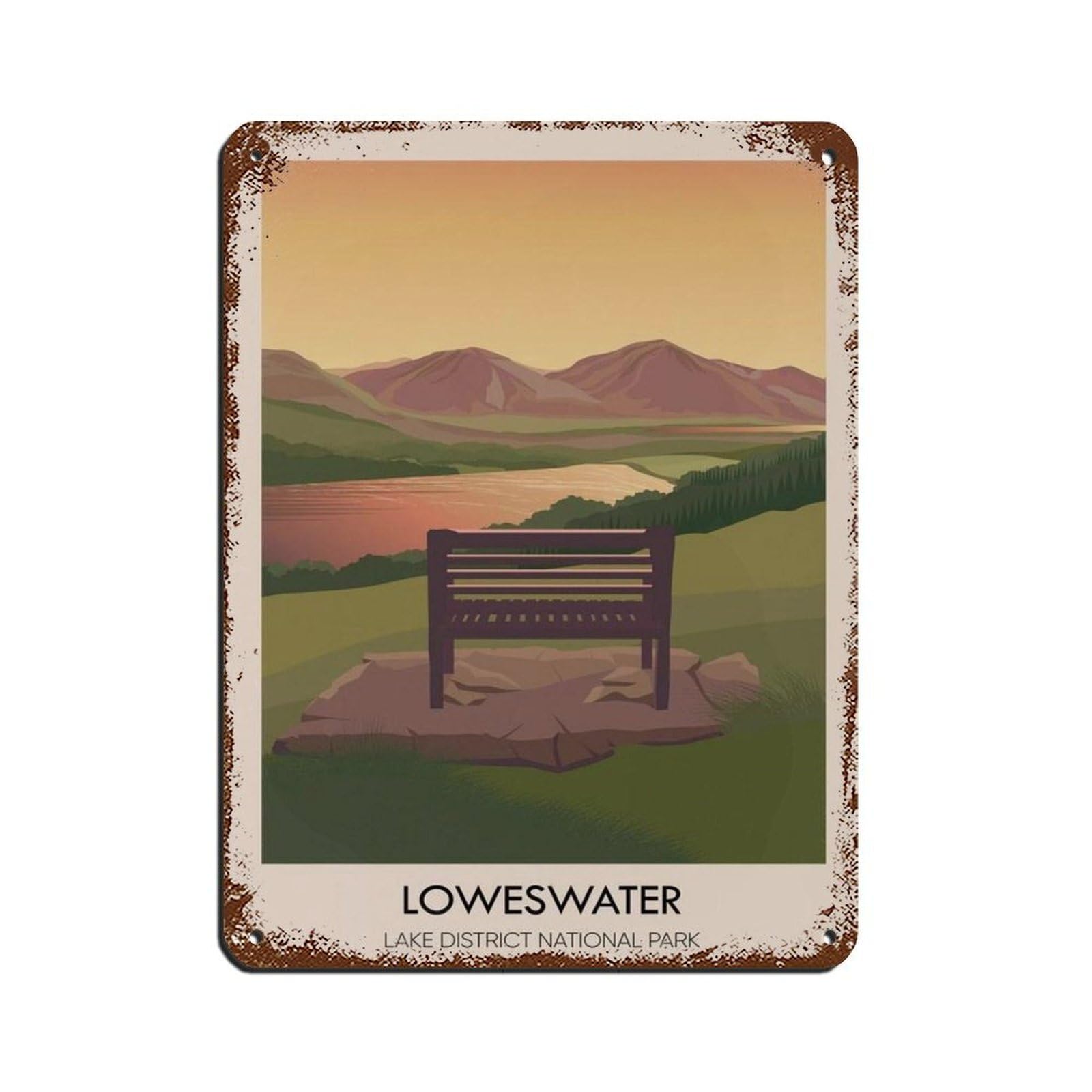 Lxwnze 30L X 40W Cm Loweswater Travel Poster Tin Sign Vintage Metal Pub Club Cafe Bar Home Wall Art Decoration Poster Retro 12X16inch(30X40cm)