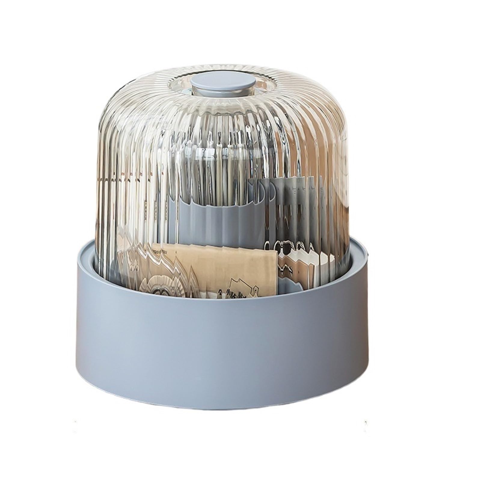 Porte-stylo rotatif en plastique, léger et luxueux, boîte de rangement for papeterie bureau pour Bureau, Maison(Blue)