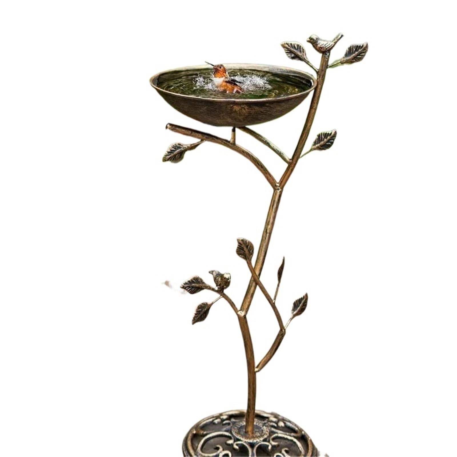 Metal Bebedero pajaros con Pie Baño for pájaros con Pedestal de Hierro 11,4" diámetro x 31" Alto | Baños for exteriores, decoración de jardín de metal vintage
