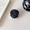 VEROX Cute 3D Style Compatible with iPhone Charger Case Cover Protector Cartoon Style 18W and 20W Adapter Cover- Black Skull gallery image