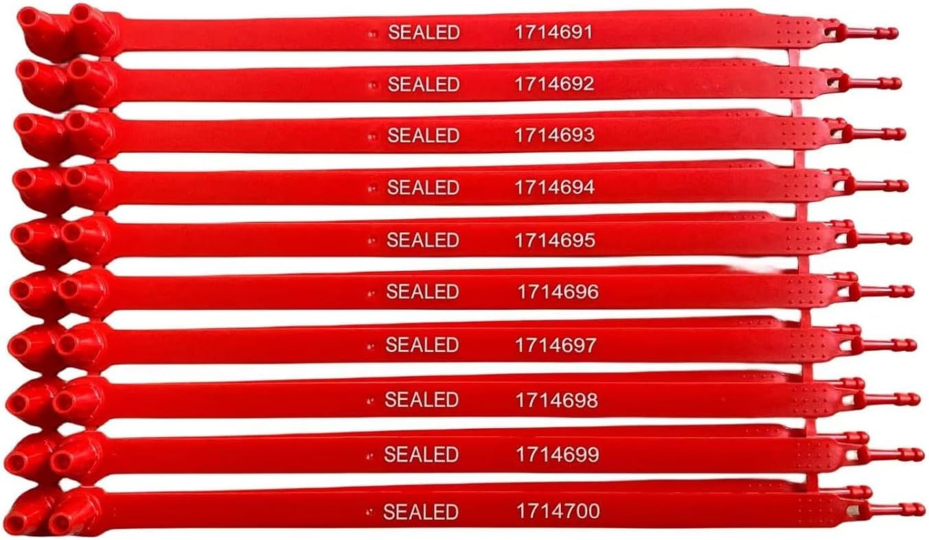1000 pcs Red Plastic Seals Truck Trailer Seals Numbered Security Tags Tamper Evident Tags Safety Ties Plastic Locks for Truck Cargo Container Shipping Transport