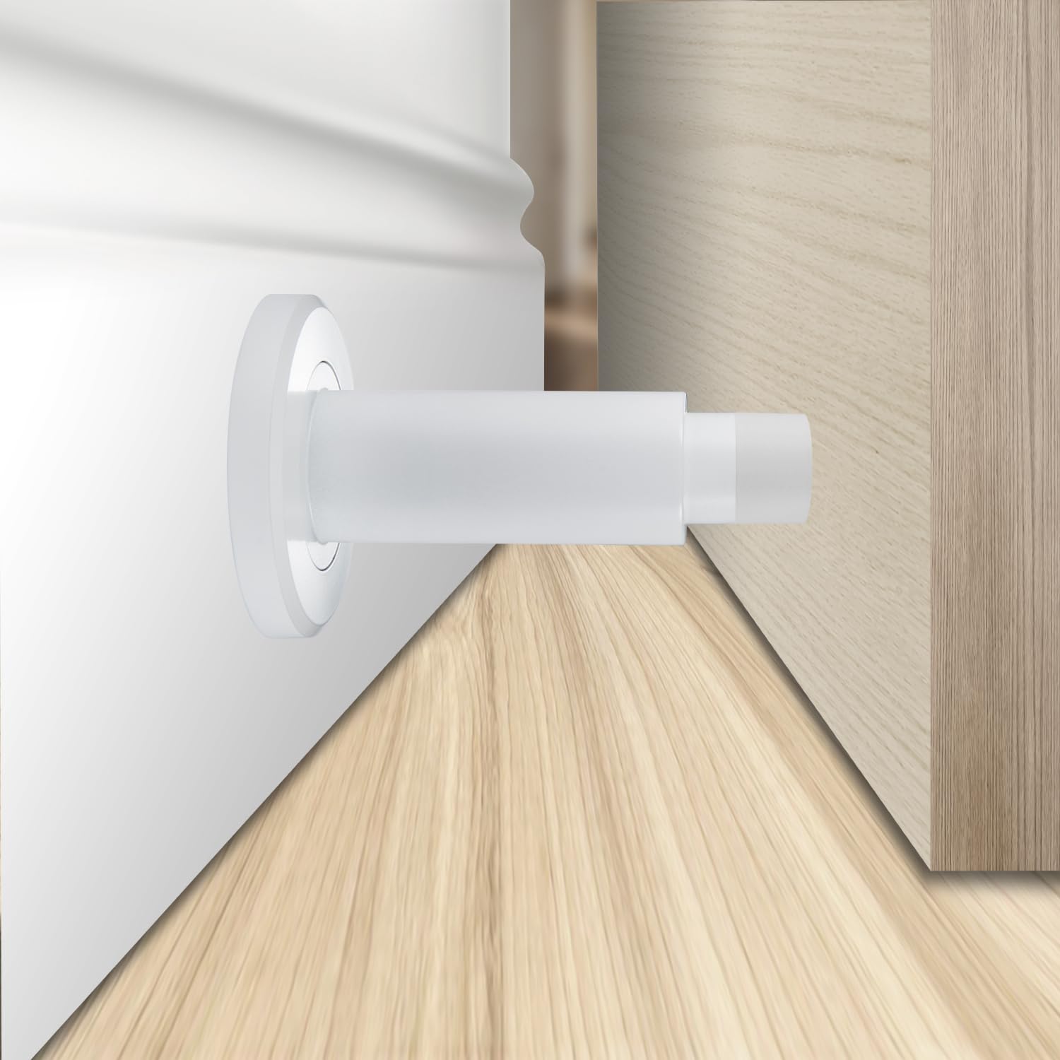 TOPTAKE Door Stoppers - Heavy-Duty Adjustable Stoppers for Bottom, Top, and Wall of Door – Anti Break-in 304 Stainless Steel Door Stops with Rubber Buffers(White)