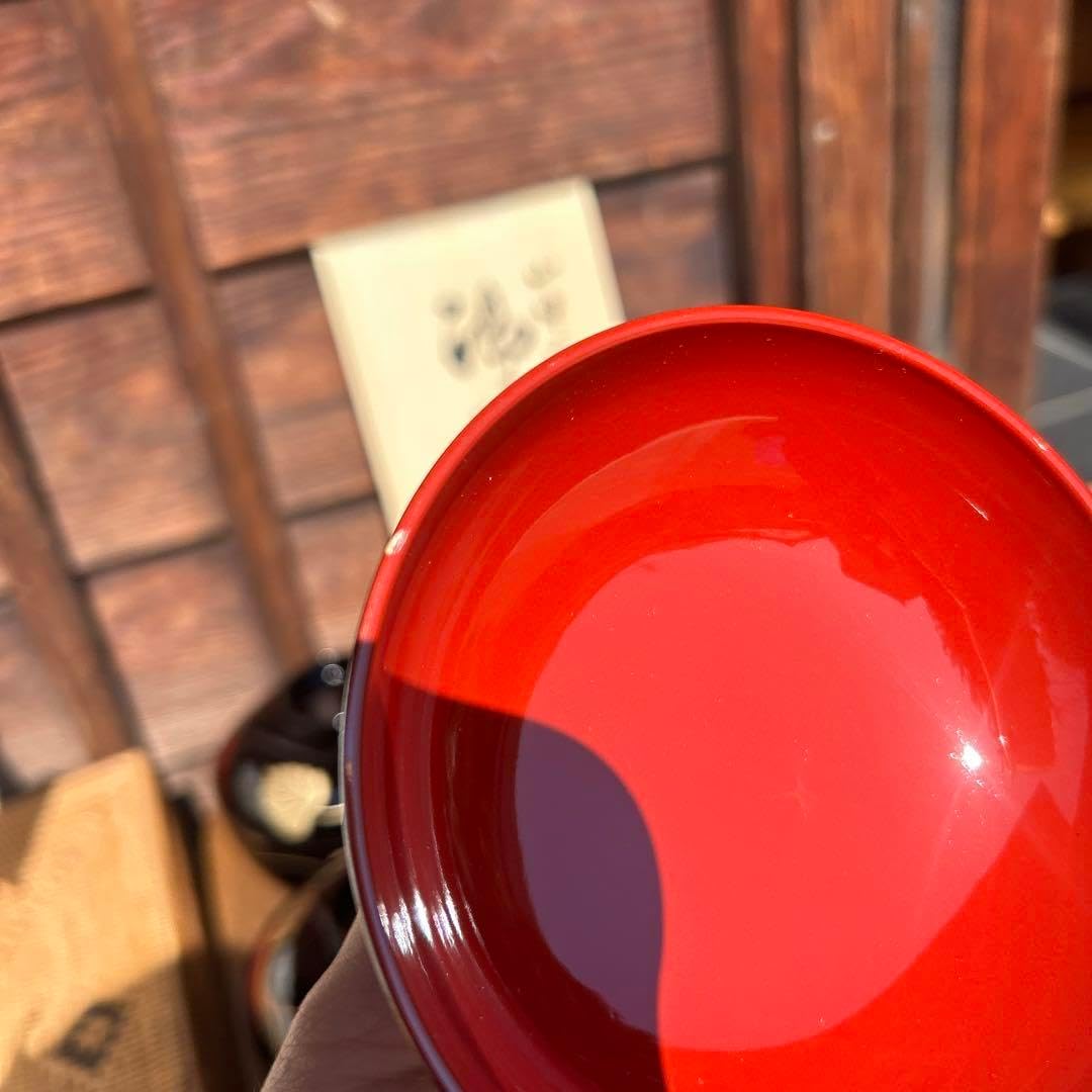 木箱入り 山中塗 漆器 蓋つきお吸物椀5客 利休吸い物椀 ツタ