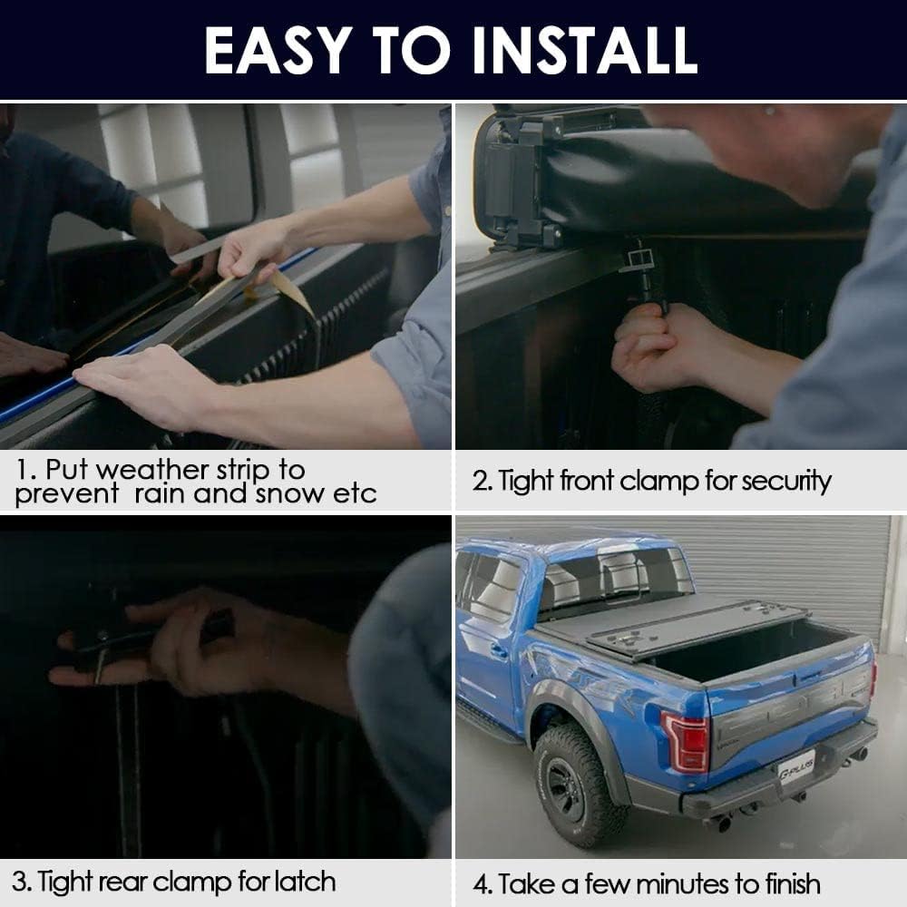 PIT66 Hard Trifold Truck Bed Tonneau Cover, Compatible with 2007-2013 Toyota Tundra Extra Short Bed 5'5"