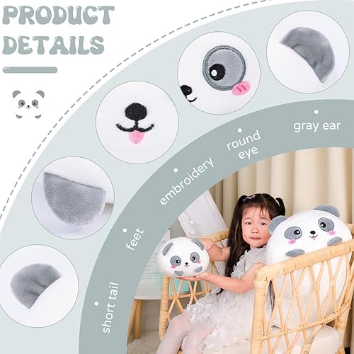 Vista 2 de AIXINI Almohada cilíndrica de peluche de panda lindo de 35.5 pulgadas, juguete de dibujos animados súper suave para abrazar Panda,Dinosaurio,Gato