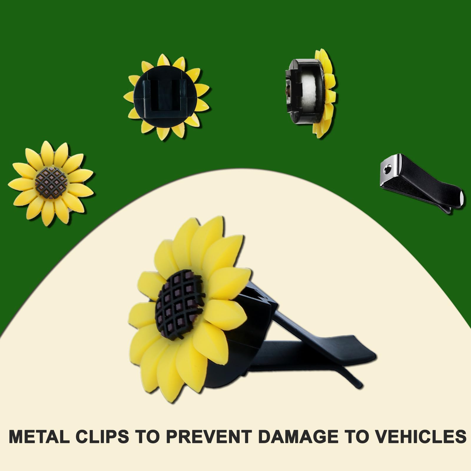 Air Vent Clip Sunflower Air Freshener Set Cute Sun Flower Car Accessories Gifts for Women 6pcs — view 5