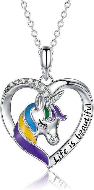 EPIRORA Horse Gifts for Girls, 925 Sterling Silver Horse & Girl Heart Pendant Necklaces | Sparkly Cubic Zirconia Necklace Jewelry Birthday Gifts for Women Horse Lovers Friends, 16''