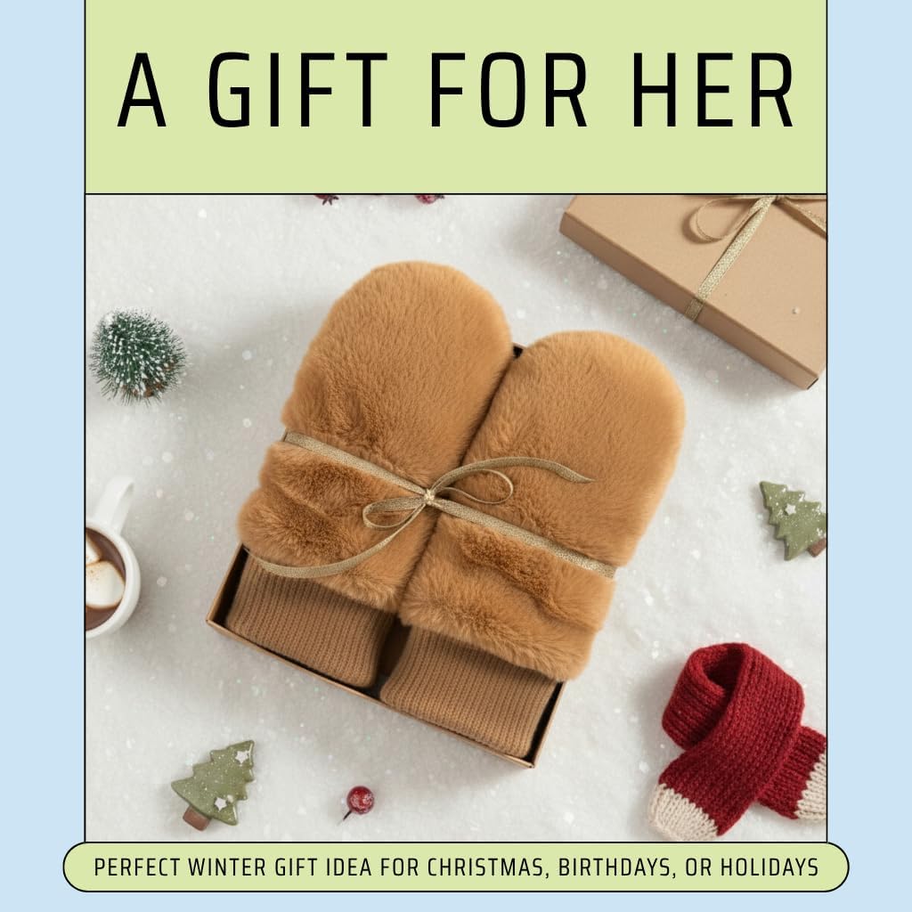 Funky Junque Faux Fur Flip Mittens Womens Warm Convertible Fingerless Gloves - Image 7