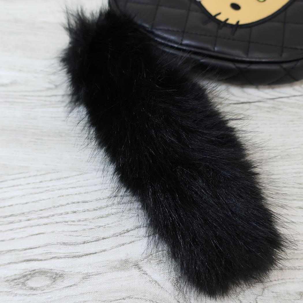 Sun Art Hello Kitty KT-5121-BK Heart Pochette with Fur Tail, Black
