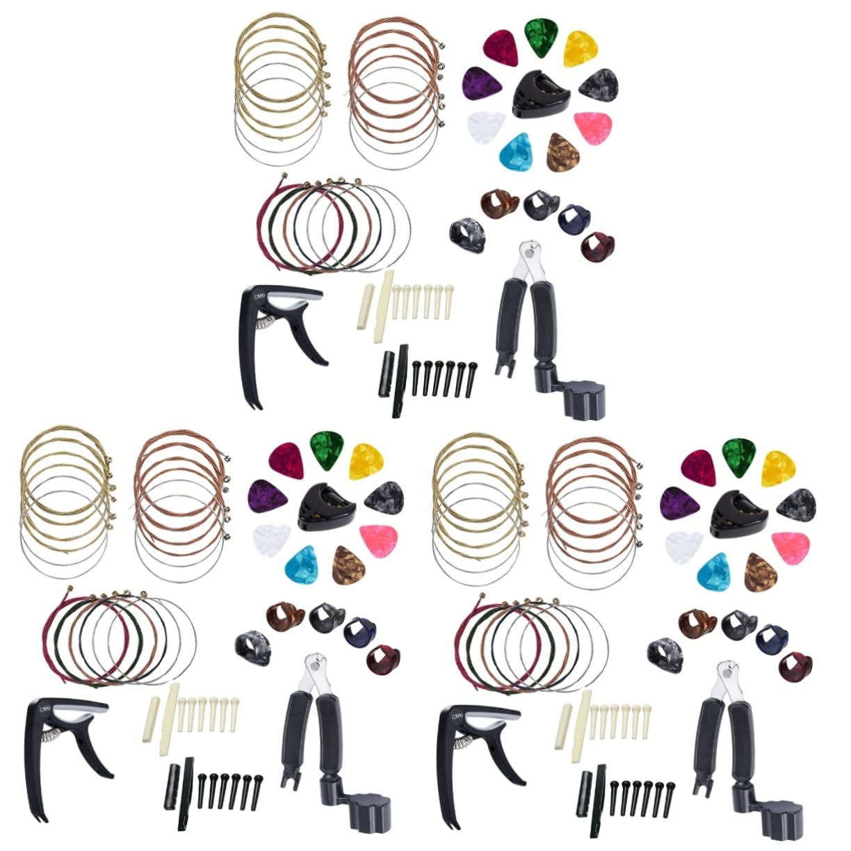 3 Stück Schnur Gitarren-Brückenmutter-Sattel-Kit gitarren capo gitarren-kapodaster Austauschbare Gitarrensaiten Saitenwickler Gitarrensattel Gitarrenwirbelwickler werkzeug Plektrum Abaodam