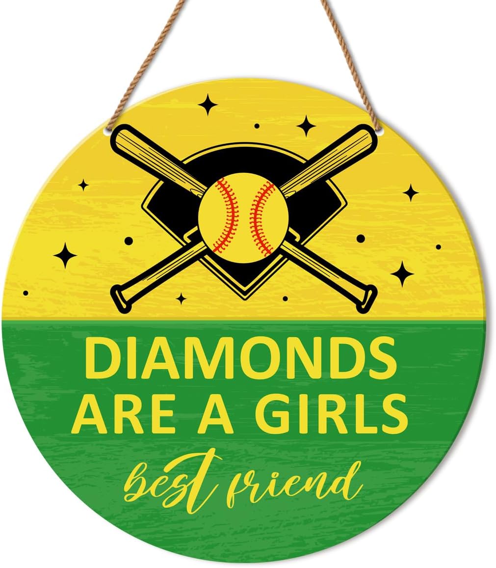 HSNBT Softball Decor for Girls Bedroom, Softball Sign Decor for Home Front Door Bedroom Porch Sport Wall Hanging Signs Decorations Gift for Softball Player Girl, Softball Life