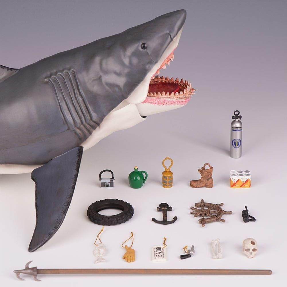 La Partita degli Squali - Statuetta Orrore 45 cm, Figura da Testa a Coda, Modello Animale con Accessori, Statua in PVC da Collezione, Decorazione per la Casa, Regalo