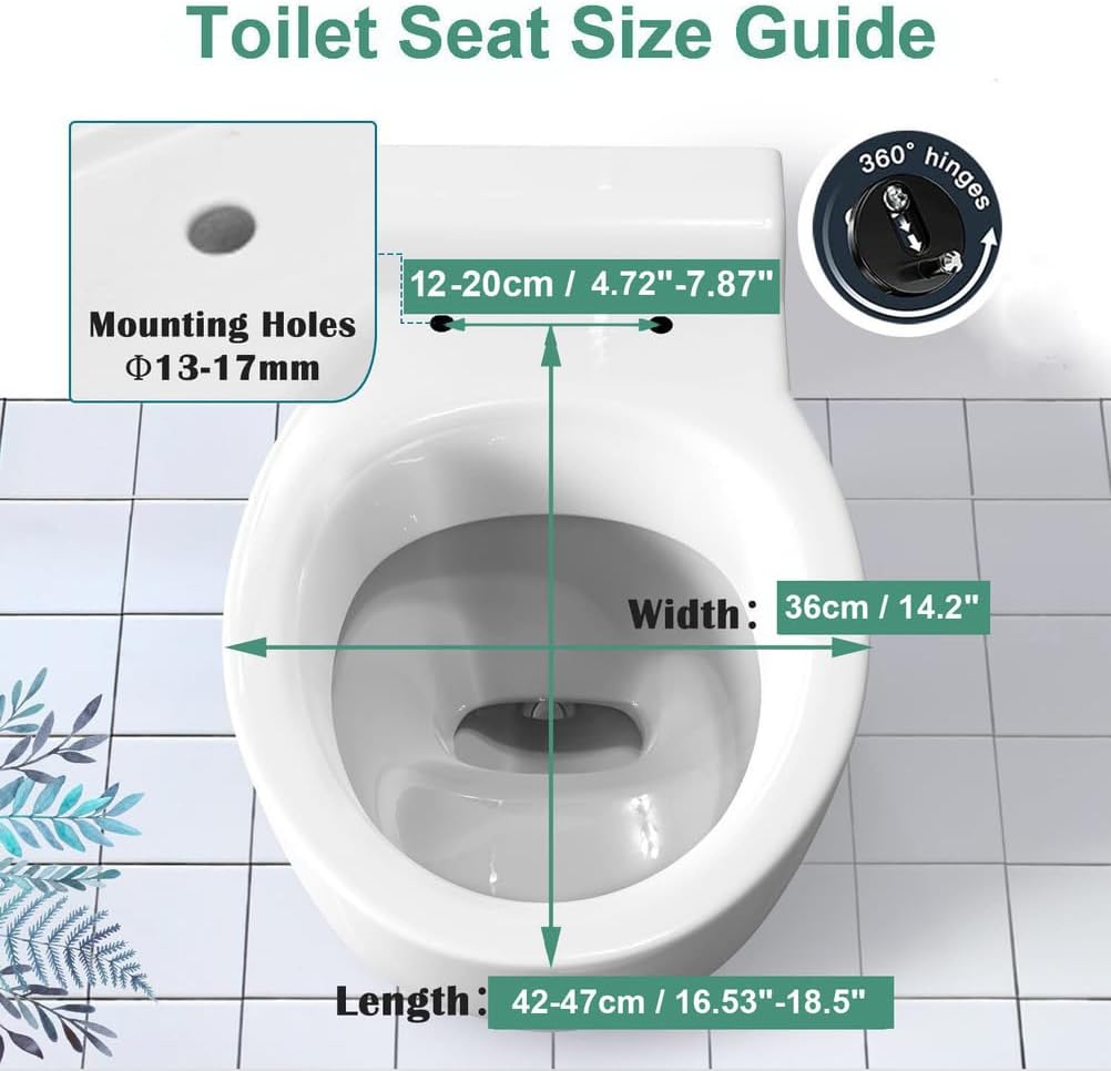 Black Soft Close Toilet Seat, V Shape, Quick Release for Easy Cleaning, Slow Close Mechanism, Adjustable Hinges, Urea-Formaldehyde Lid, Size 37.5 * 45cm