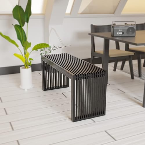 Miniatura 6 de Banco de comedor de bambú, banco de mesa de cocina de 35 pulgadas, decoración de casa de campo, banco de zapatos de entrada, banco al aire libre,