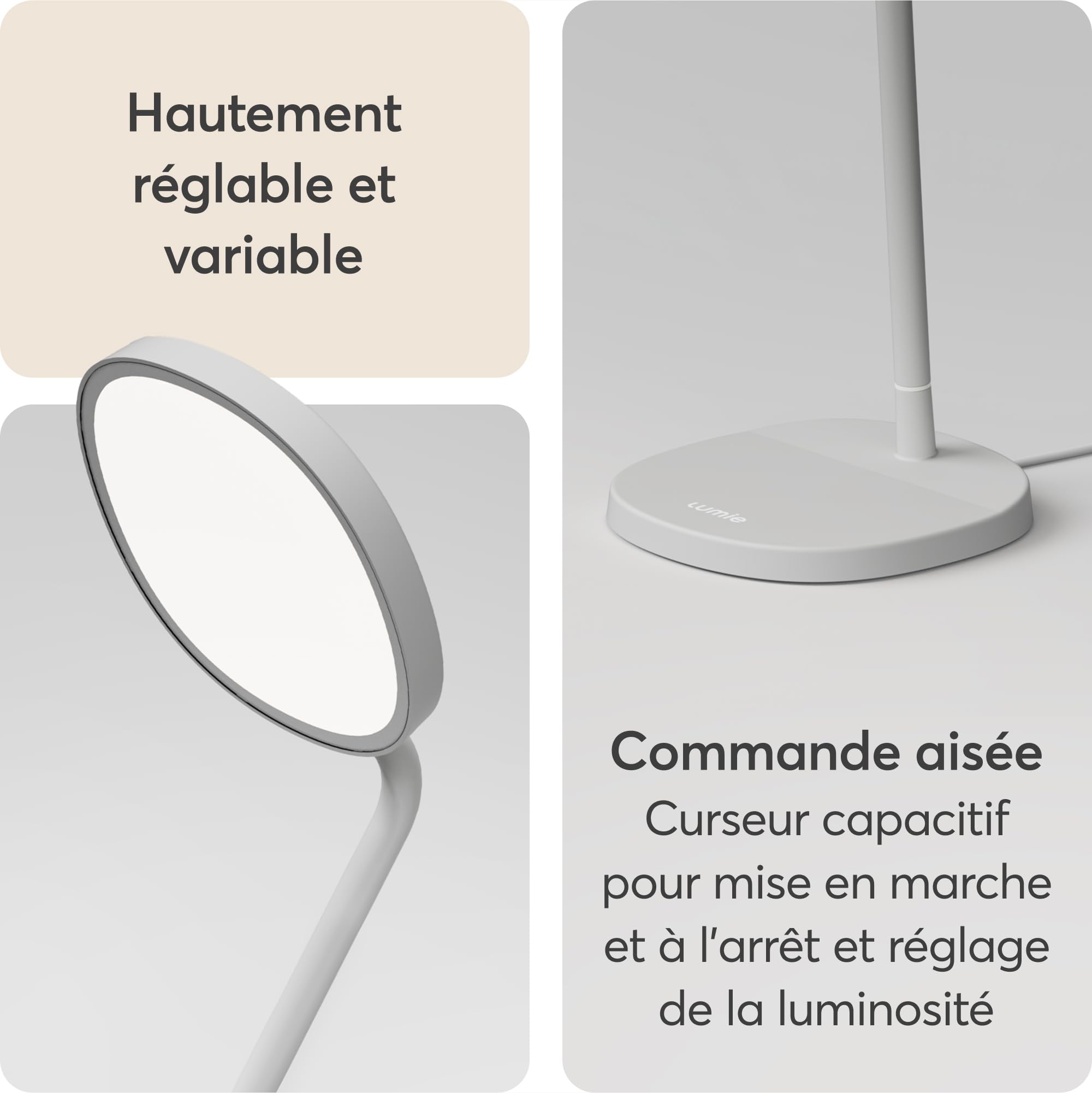 Lumie Task Lampe LED Luminothérapie Bureau, Blanc Brume | Bras entièrement réglable pour un positionnement parfait; améliore humeur & énergie avec LED 10 000 lux