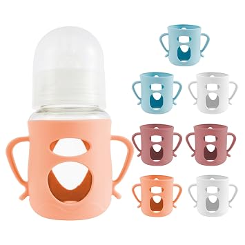 8 Pack Silicone Sleeves with Handles for Glass Baby Bottle, Anti-Breakage Baby Bottles Holder, Dishwasher Safe, Compatible with Pigeon 3rd Gen, 5.4oz8