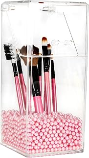 Jucoan Clear Acrylic Makeup Brush Holder with Dust-proof Lid, Cosmetic Brushes Storage Organizer Case for Bathroom, Bedroom, Vanity, Countertop