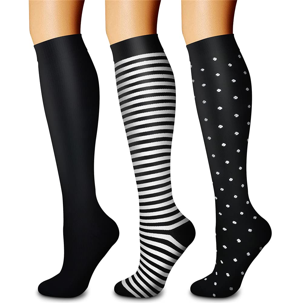 CHARMKING Compression Socks for Women & Men Circulation (3 Pairs) 15-20 mmHg is Best Support for Athletic Running Cycling