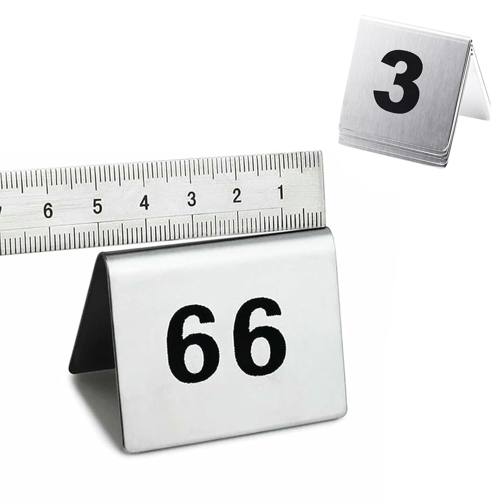 Números de Mesa para Bodas, Tarjetas Apilables Tipo Carpa para Restaurantes, Números de Mesa de Acero Inoxidable (1-20/25/30, Doble Cara)/1-50