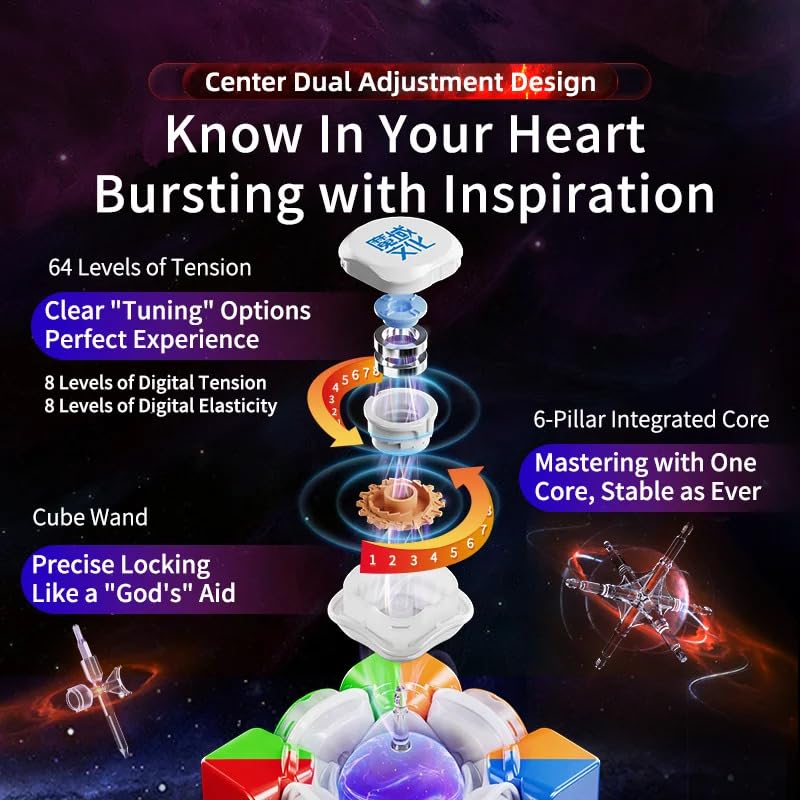 Image of HAWKISTER all ages Moyu WR M V10 Magnetic 3X3 Stickerless Speed Cube, Moyu Weilong WR M V10 Magnetic New Dual Adjustment Professional Flagship 3X3X3 Cube (Magnetic, Standard)