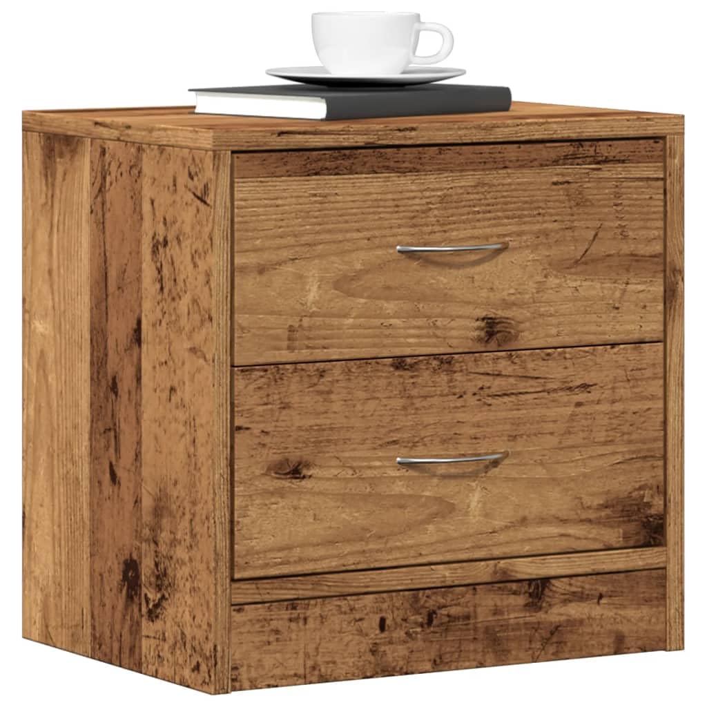 SXZenSpace Bedside Cabinet Old Wood 40x30x40 cm Slim Nightstand with 2 Drawers Small Table Engineered Easy Assembly for Bedroom Living Room Corridor