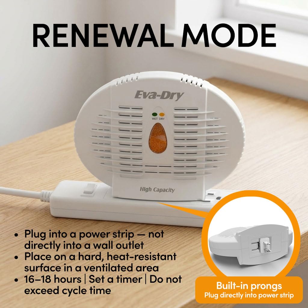 Eva-Dry E-500 - Paquete de 5 mini deshumidificadores inalámbricos, portátiles y potentes. Eficiencia energética, absorbente de humedad renovable. Perfecto para armarios, despensas, barcos, kegerator y