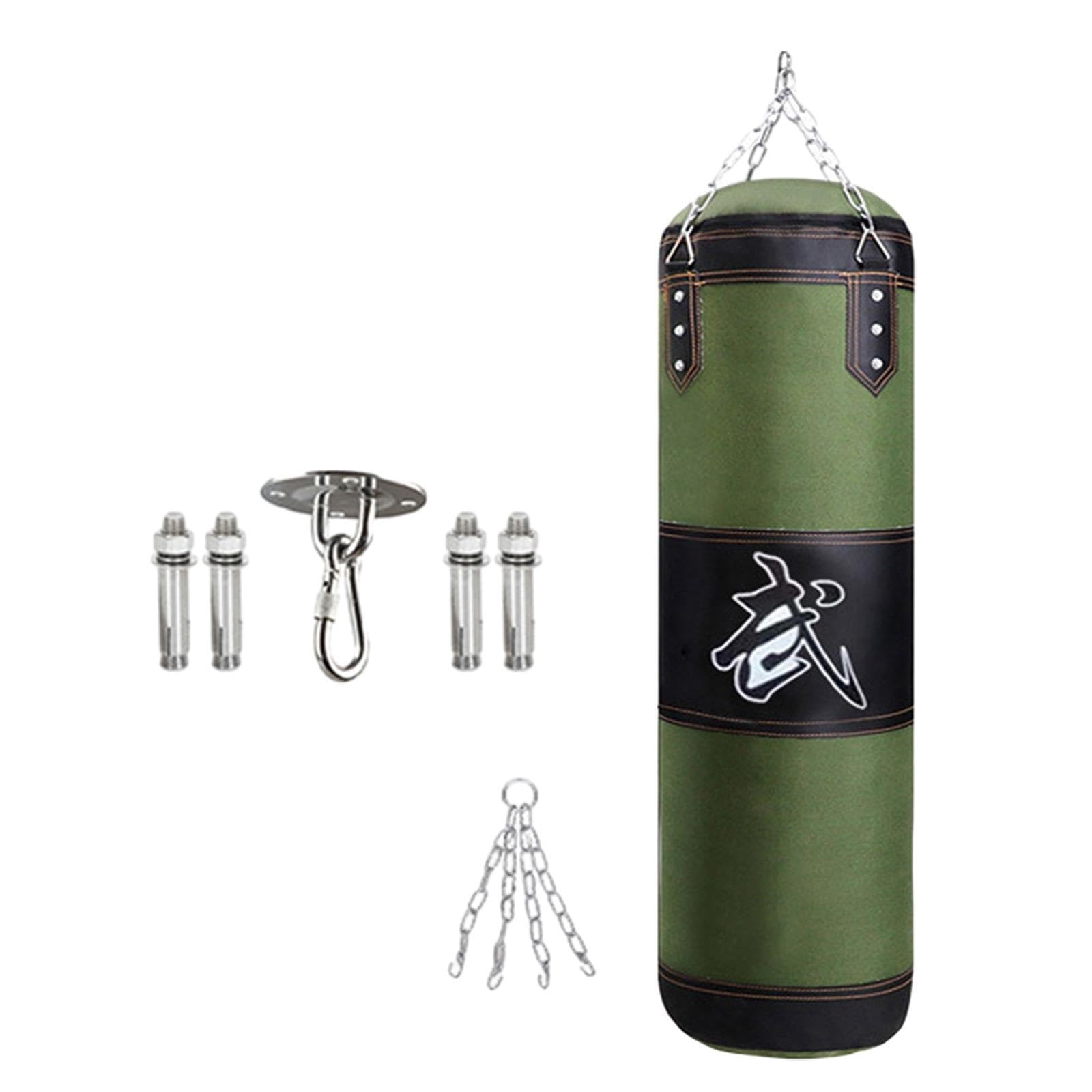 Sacco Boxe Sacco Vuoto Appeso Protezioni for Caviglie Mani Polsi di Sabbia da Boxe in PU Sacco da Box(Green 120cm)