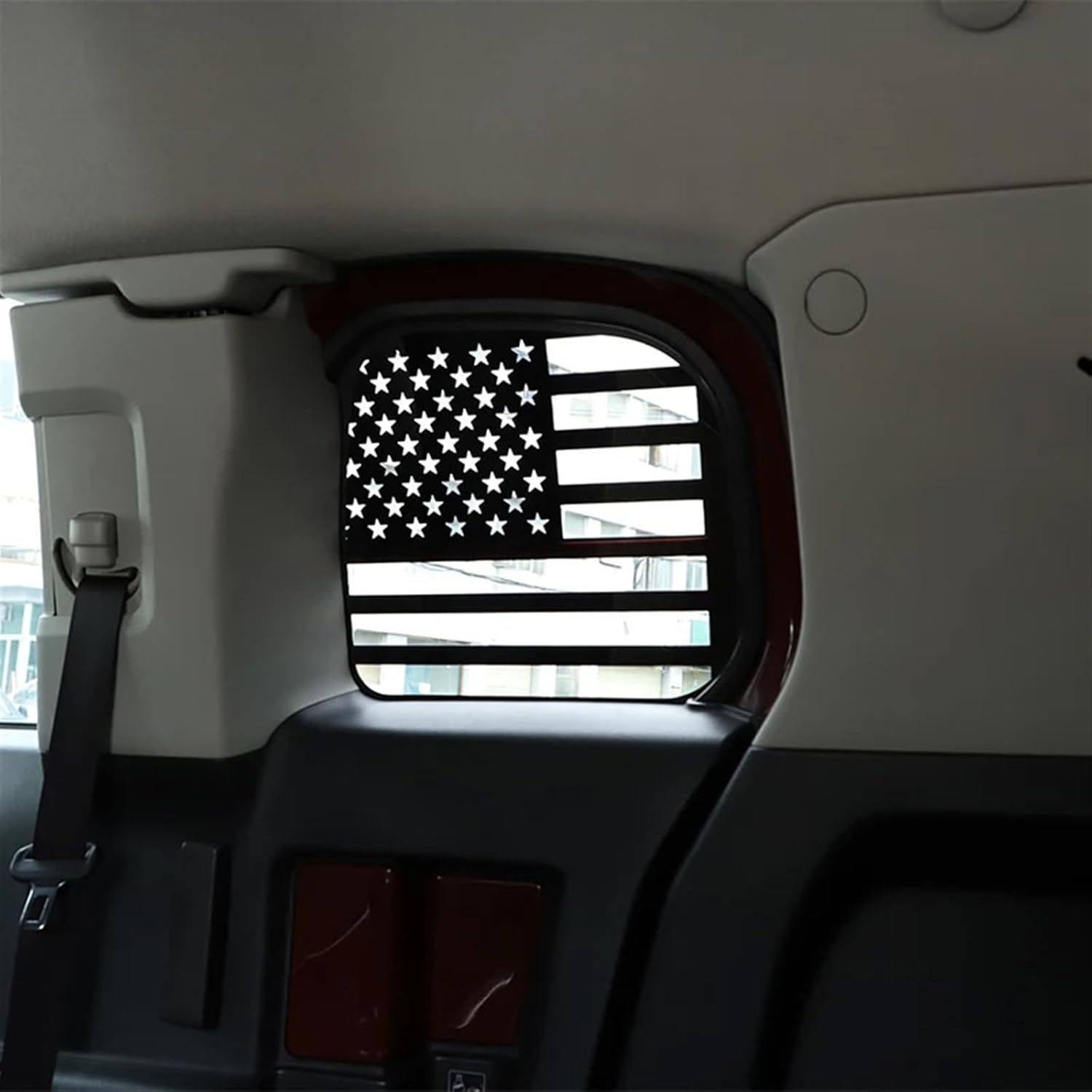 Compatible for Toyota FJ Cruiser 2007-2021 Car Rear Window Honeycomb Panel Glass Guard Plate Aluminum Alloy Black Exterior Trim Accessories(Style 2)