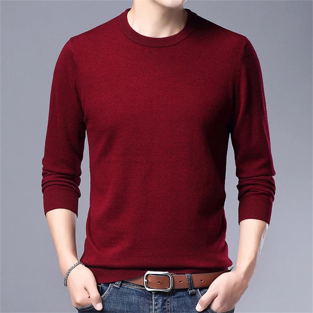 Maglione invernale in lana da uomo a maniche lunghe con scollo a O