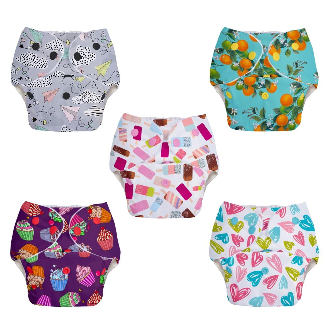 Superbottoms Basic Leakage-proof advanced cloth diapers for babies, High Absorbent 100% cotton 10 reusable diaper and 10 insert pad Combo Pack washable cloth diaper 3M -3Years Adjustable, Reduces Rash - Image 2 thumbnail