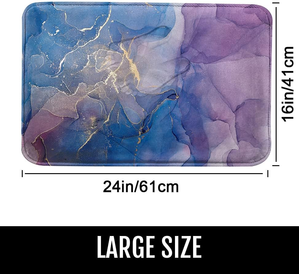 Miniatura 3 de Britimes Tapete de baño abstracto con textura de mármol, antideslizante, arte moderno y colorido, cubierta lavable, tapete para decoración de baño,