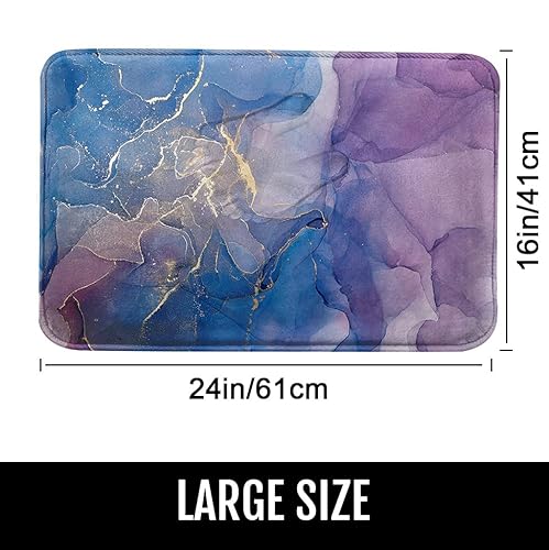 Blue Purple Bath Mat,Marble Texture Abstract Bathroom Rugs No Silp,Clorful Modern Art Washable Cover Floor Rug Carpets Floor Mat 16X24 Inches For Kitchen Bedroom #TOP2