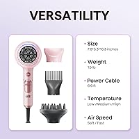 Vista 45 de Wavytalk Secador de pelo, secador de pelo iónico soplado para cabello rizado con difusor, secador de secado rápido de 1875 W con tecnología