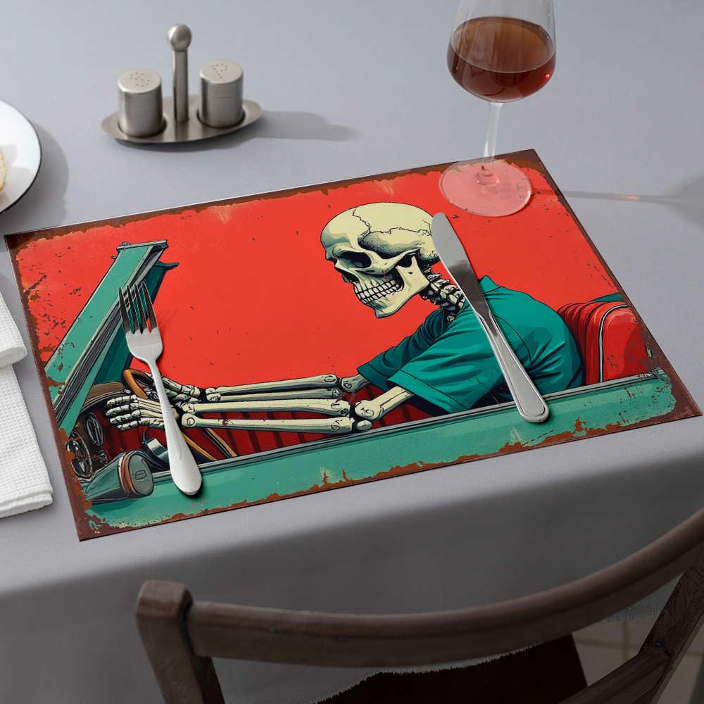 Sets de table modernes style ferme occidentale en lot de 6 pièces lavables pour table à manger