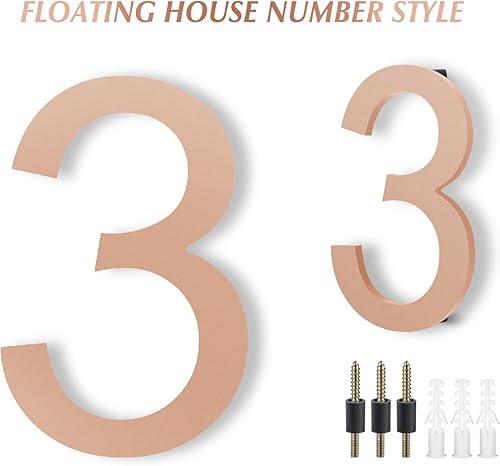 Miniatura 205 de DEWEL Números flotantes de casa grandes de 8 pulgadas para exteriores, decoración de números de dirección de casa modernos negros para señalización