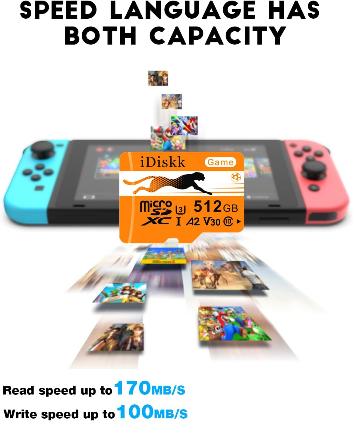 iDiskk 256GB Gaming Micro SD Card MicroSDXC Memory Card for Nintendo-Switch,Xbox,GoPro, Dash Cam, Security Camera, 4K Video Recording,with Adapter