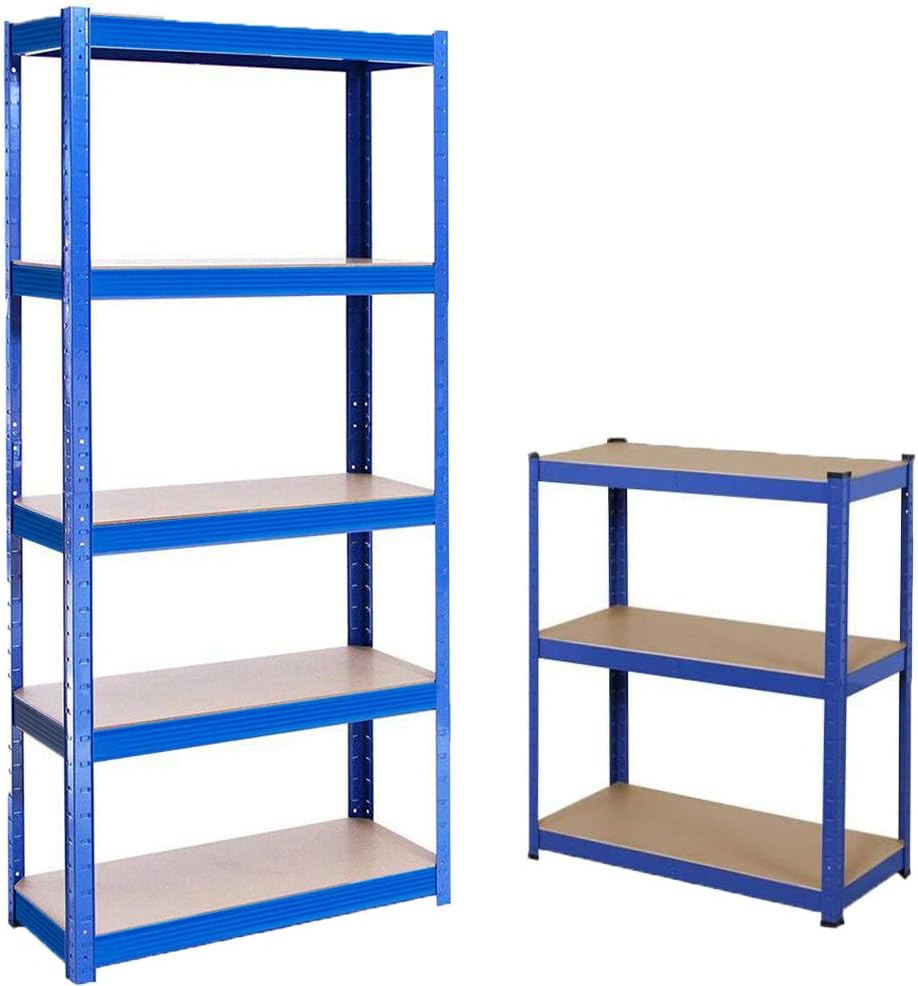 ANSIMIDAGarage Shelving Units,150cm x 70cm x 30cm | Heavy Duty Racking Shelves for Storage - 5 Bay, 5 Tier (175KG Per Shelf), 875KG Capacity | For Workshop, Shed, Office, Blue