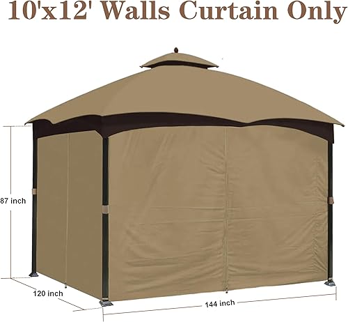 SCOCANOPY Juego de cortinas de privacidad para cenador de 10' x 12' para #GF-12S004B-1