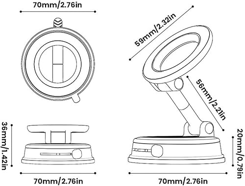 Miniatura 5 de Magnetic Phone Mount  Folding Mobile Bracket,360-Degree Rotate Foldable Phone Magnet Mount,for Live Streaming SUV Trailer Tractor Vehicle