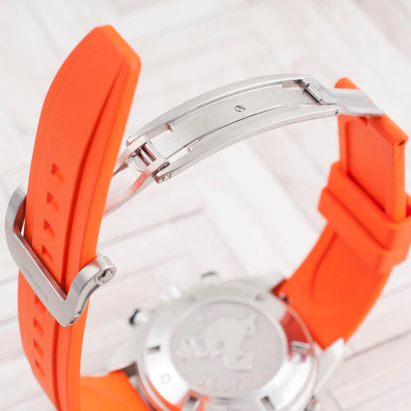 StrapHabit Spring Loaded Deployant Buckle Watch Clasp - Stainless Steel Deployment Clasp Fits FKM Rubber Watch Straps