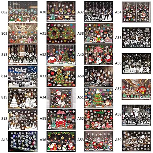 Qksky Christmas Wall Sticker Removable Pvc Static Stickers Santa Snowflake Window Decals For Kids Rooms New Year Party Decor Snowflake Window Decals #TOP6