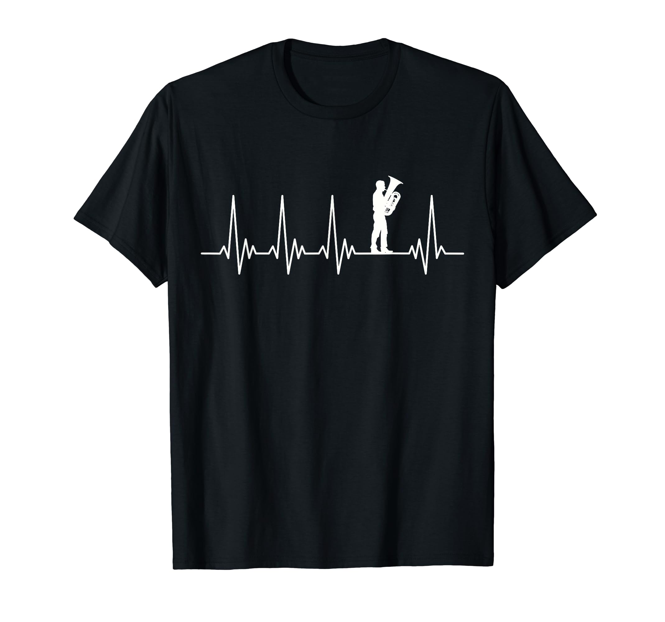 Tubist Pulse Beat Tuba ECG Motif For Tuba PlayersTuba Heartbeat Tubist Design with a man playing tuba T-Shirt