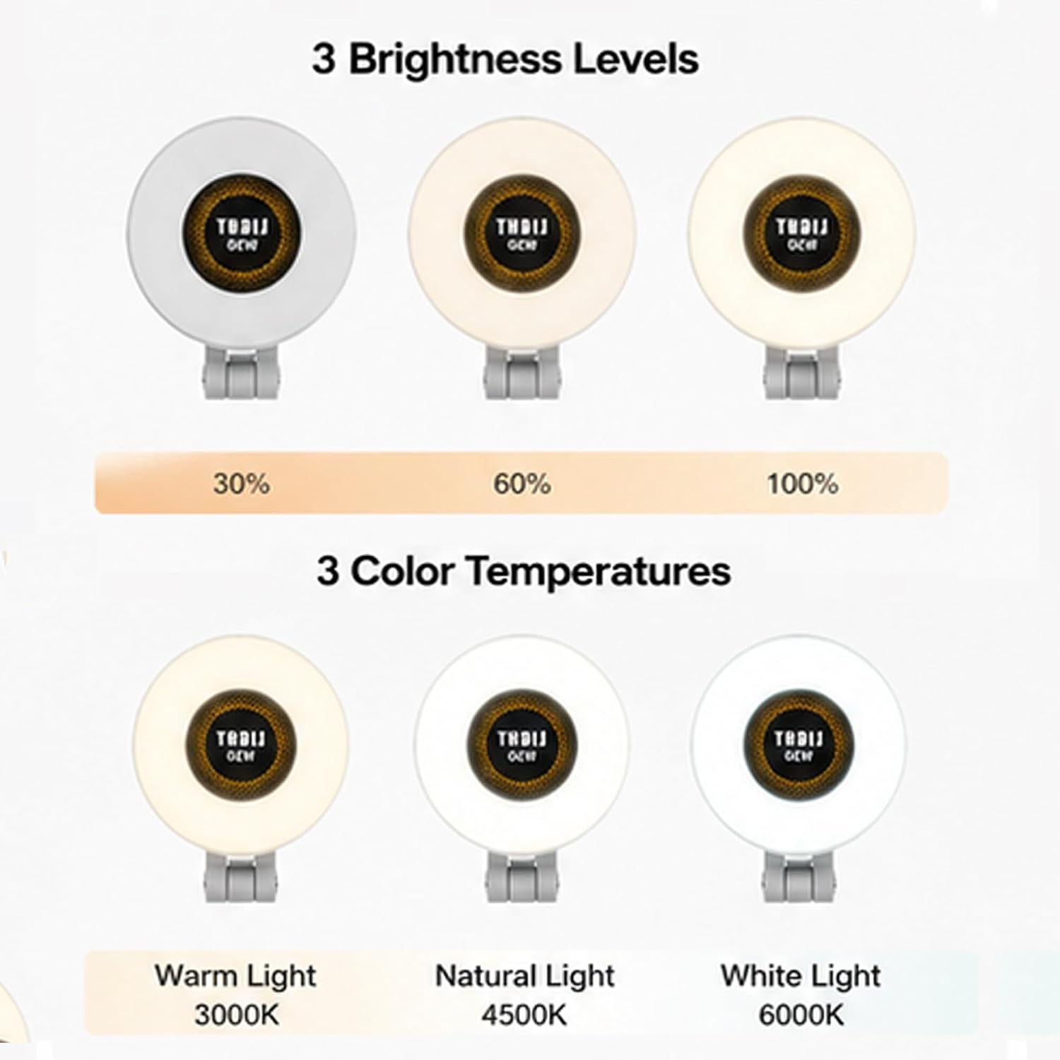 Selfie Light, Phone Light with 3 Lighting Mode, Portable Phone Ring Light for Makeup, Tiktok, Live Stream, Rechargeable Clip Video Light for iPad/Camera/Laptop (White)