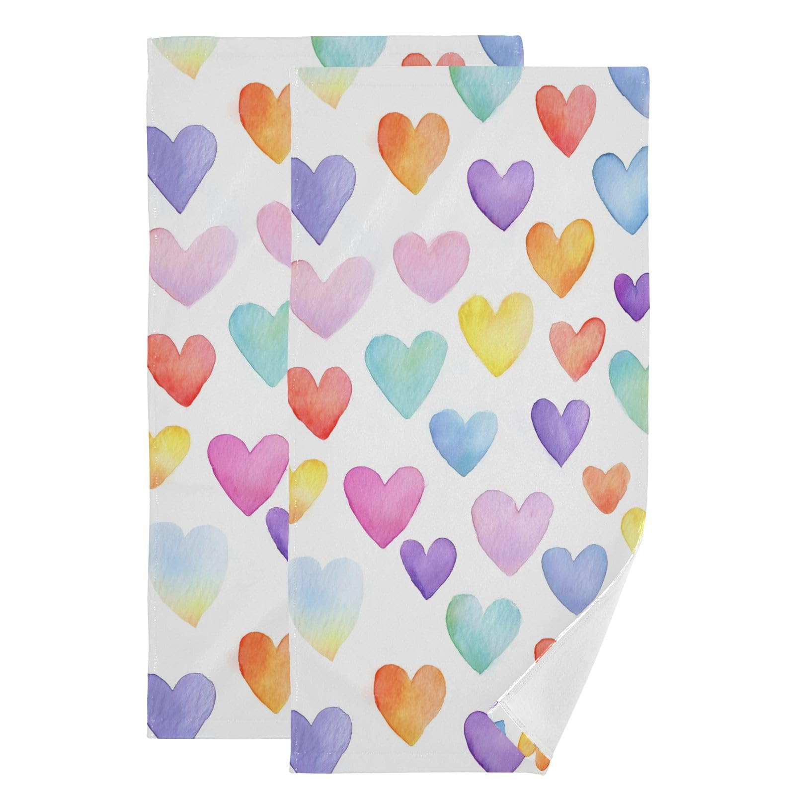 Toallas de mano con corazones arcoíris para dar vida y color a tu baño diario