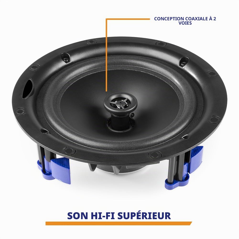 Power Dynamics NCBT604 - Set 4 Haut-Parleurs de Plafond Amplifiés BT, avec Grille de Protection 6,5" - Blanc, Puissance 30W HP sans Fil, Bluetooth, Idéal pour Diffuser de la Musique en Intérieur