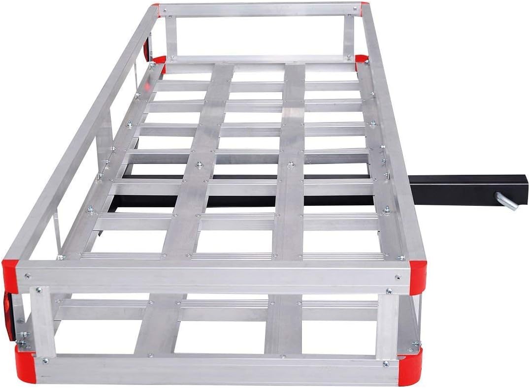 GOFLAME Aluminum Hitch Mount Cargo Carrier 60" x 22" Heavy Duty Luggage Basket Medical Rack Ramp Mobility and Equipment 500LBS Cargo Carrier for SUV, Truck, Car, Silver : Automotive