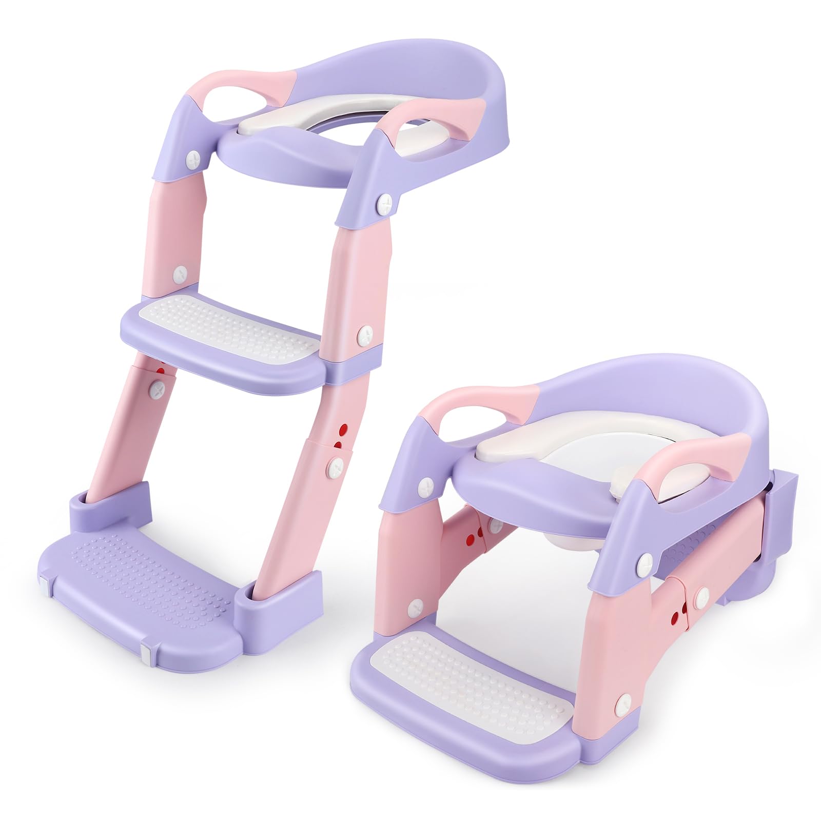 3 IN I Riduttore WC Bambino, Adattatore WC per bambini con passeggiata, Rialzo WC per bambini, Riduttore WC con cuscino, altezza regolabile pieghevole, antiscivolo, adattatore WC per bambini